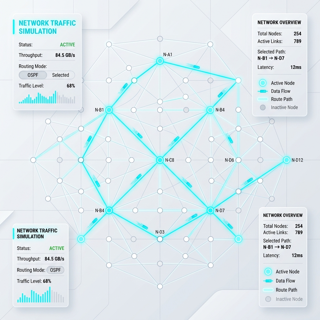 TrafficSim network simulation visual